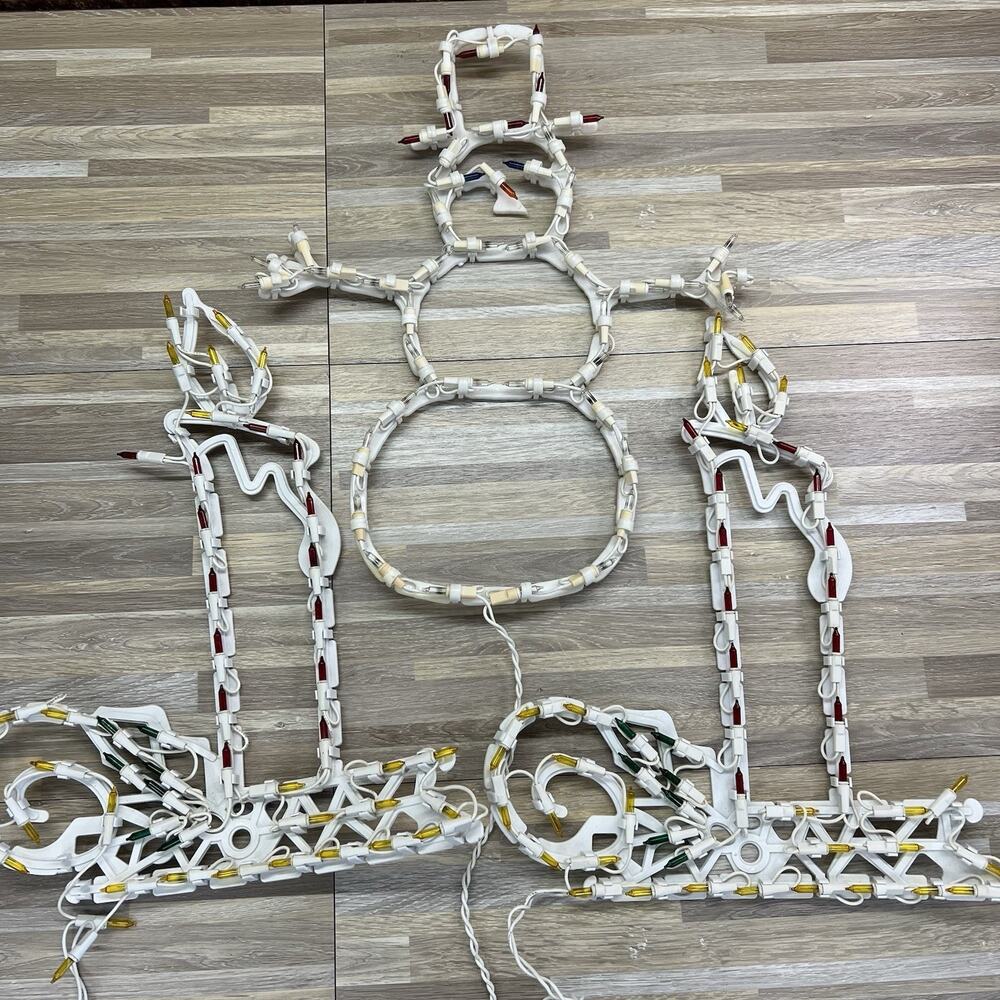 VTG Vickerman Candle Christmas Light Set & Snowman Window Lights READ DES - D753